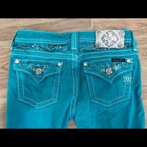 Girls Miss Me Jeans Size 16-Blue/Green Color!